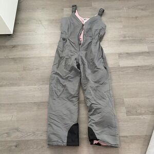 FLAWED Athletic Works Snow Bib Overalls Women M 8/10 Grey Insulated Snowpants